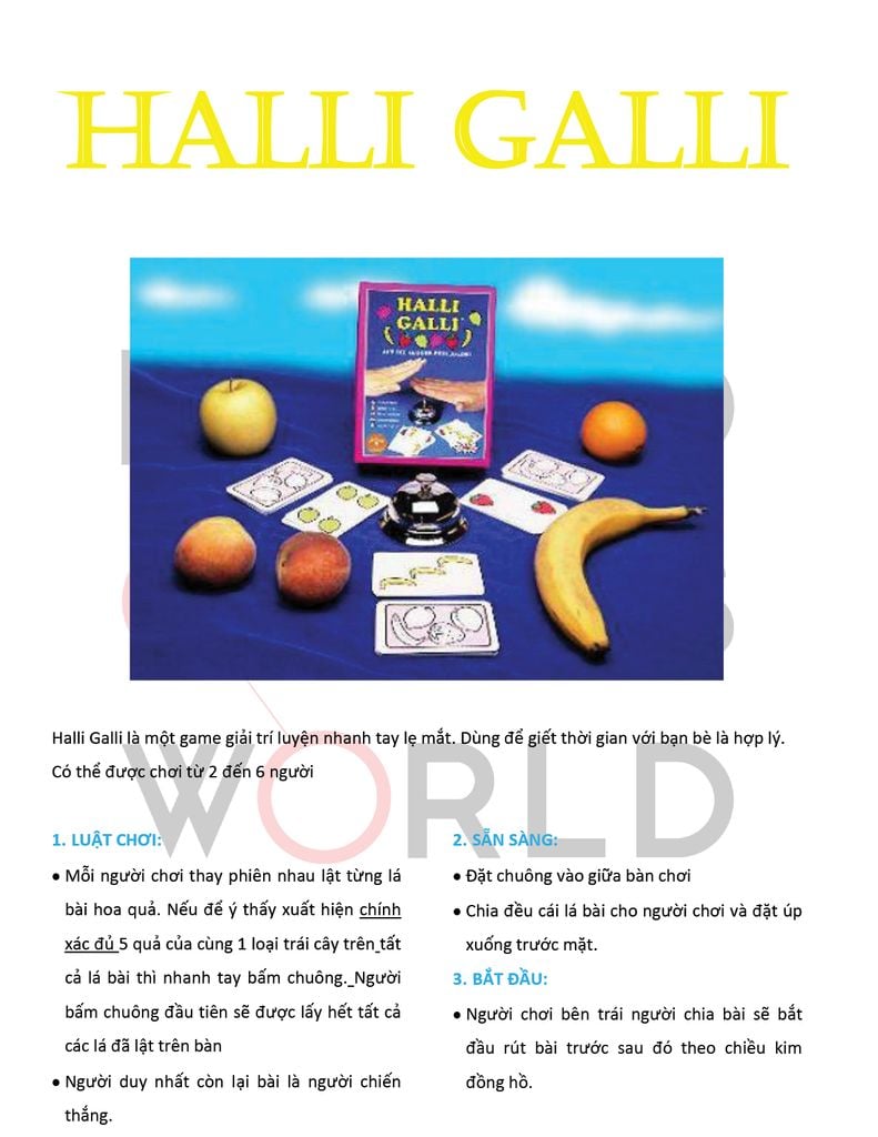 Luật chơi cơ bản và các quy tắc quan trọng trong Halli Galli